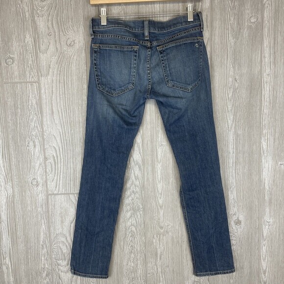 RAG & BONE Torn Knees Distressed Tomboy Skinny Jeans Low Rise Womens Sz 25 - Picture 5 of 9